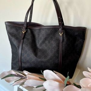 Dark brown canvas Gucci tote